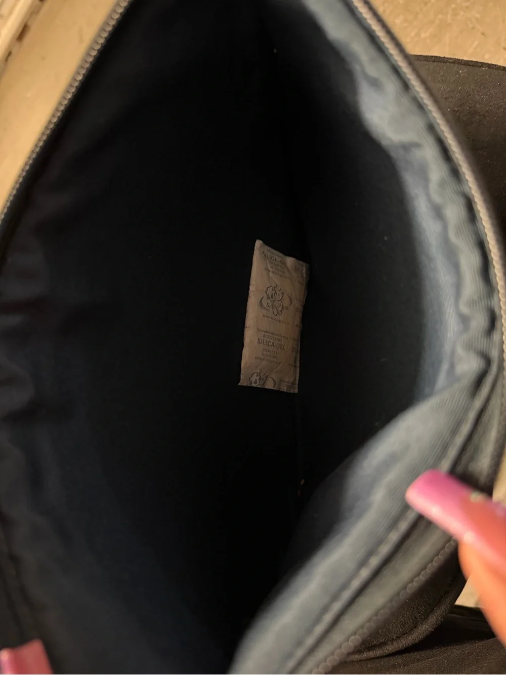 Coach Poppy Blue Script Heart Zip Pouch with Gold Trim